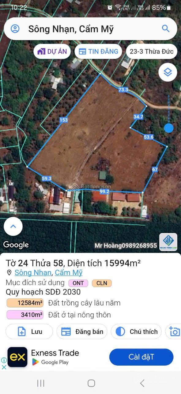 Bán đất đầu tư lâu dài, diện tích 16000m2 tại Long Giao, Cẩm Mỹ, Đồng Nai