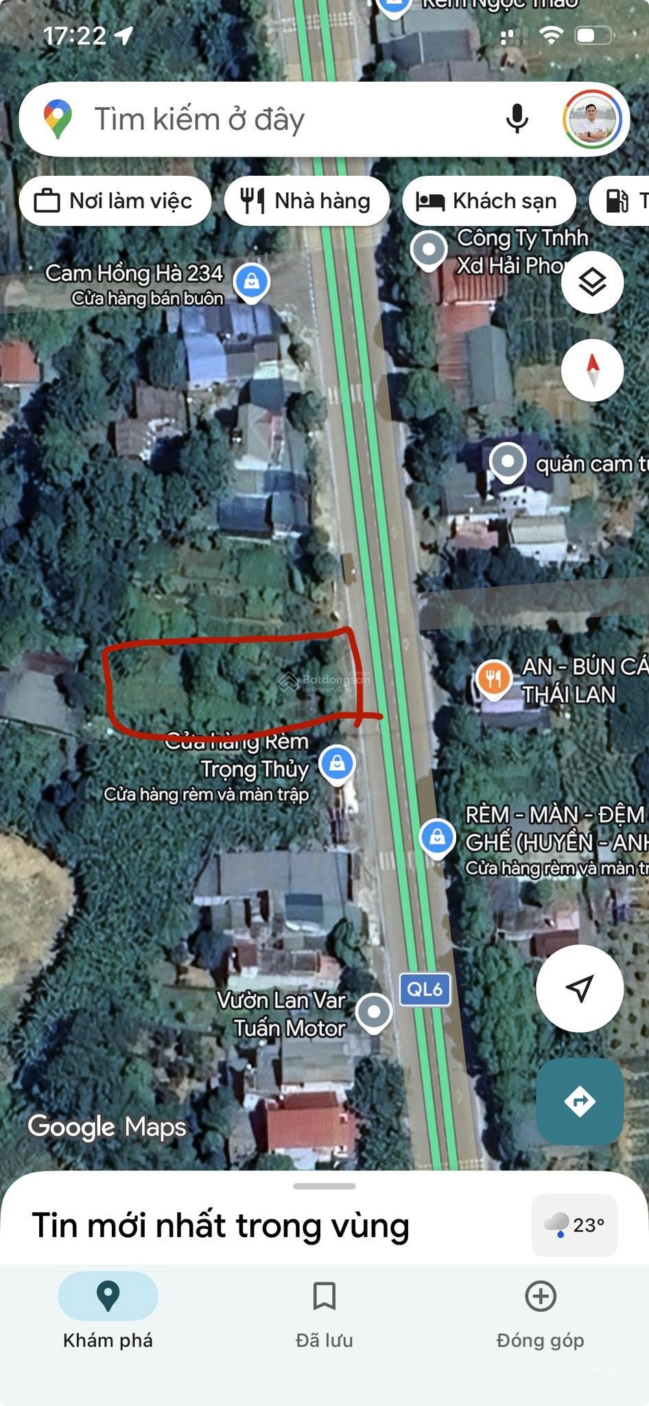 Bán đất mặt tiền QL6 rộng làm cty, kho xưởng