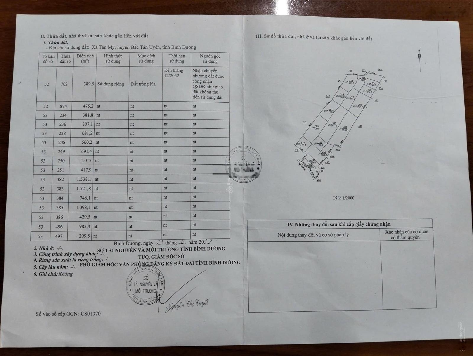 Bán đất lúa tại Thường Tân, Bắc Tân Uyên, Bình Dương, 110 tỷ, 50.000 m2