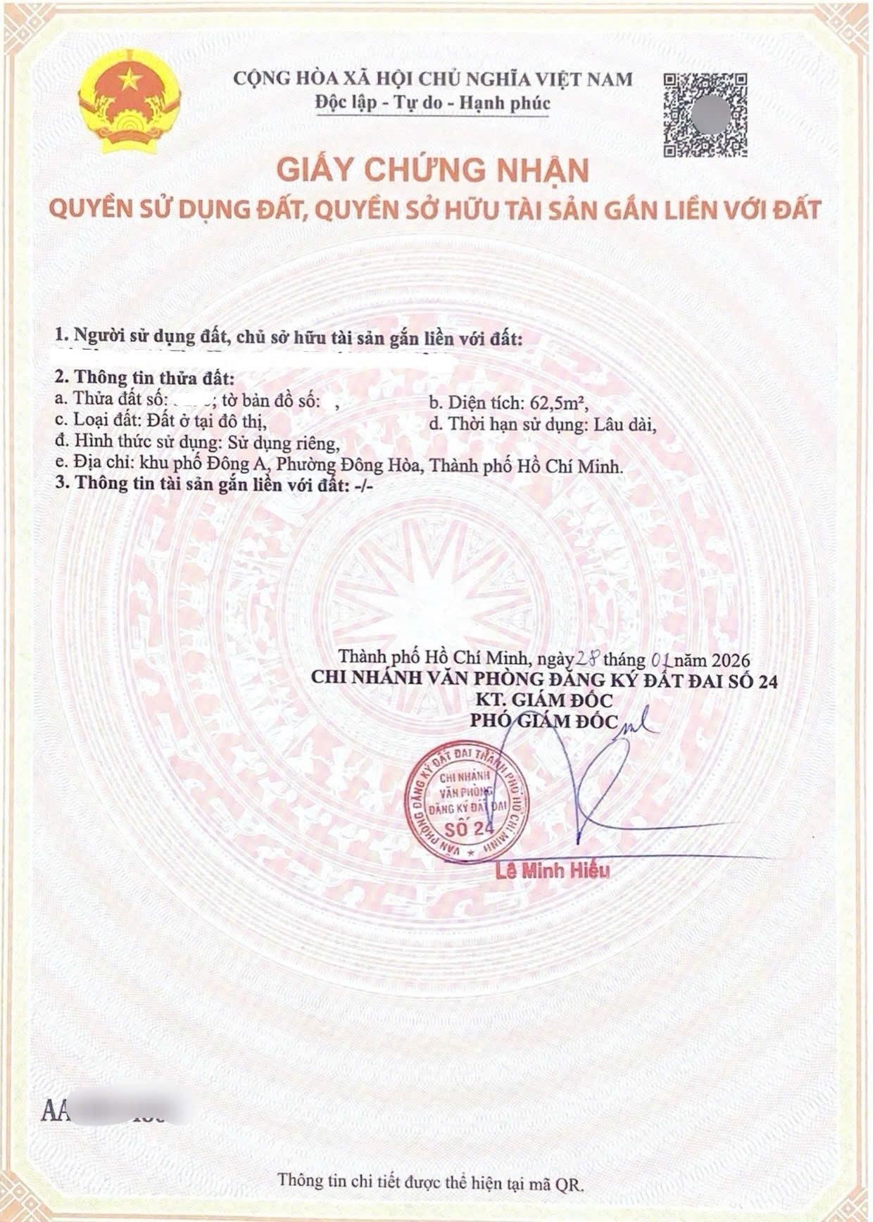 Đất khu Tái Định Cư Đông Hoà C,Đông Hoà,TP Dĩ An