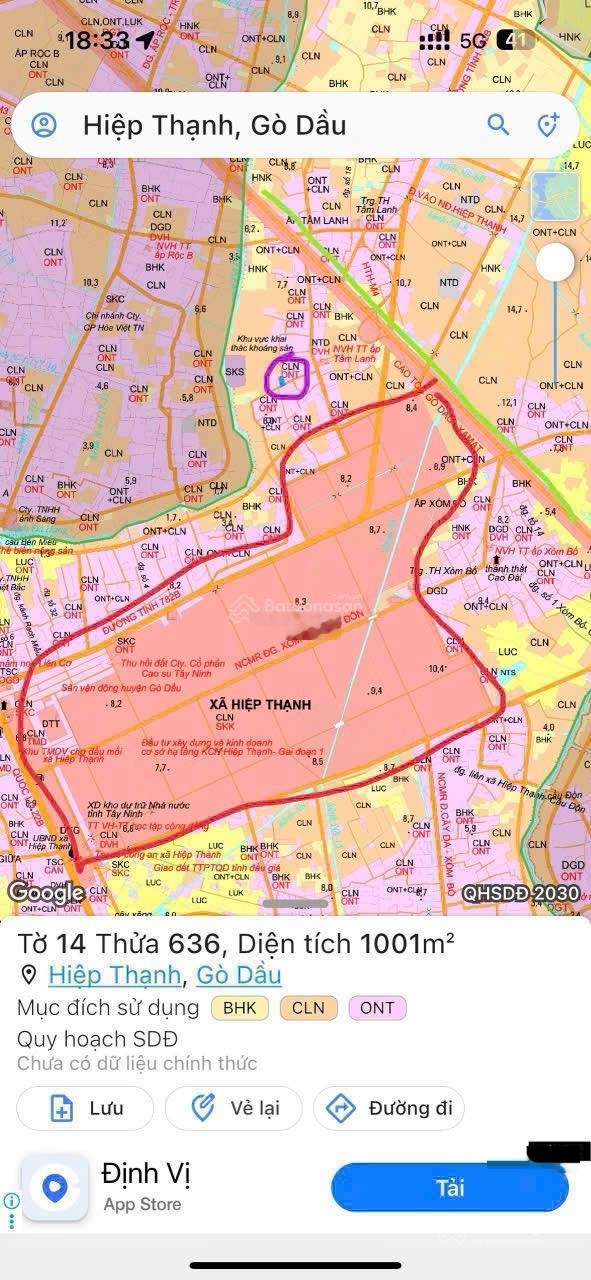 Bán đất tại đường 22B, Gò Dầu, Tây Ninh, 459 triệu, 110m2, sổ đỏ, sổ đỏ đầy đủ, đẹp, nhiều tiện ích
