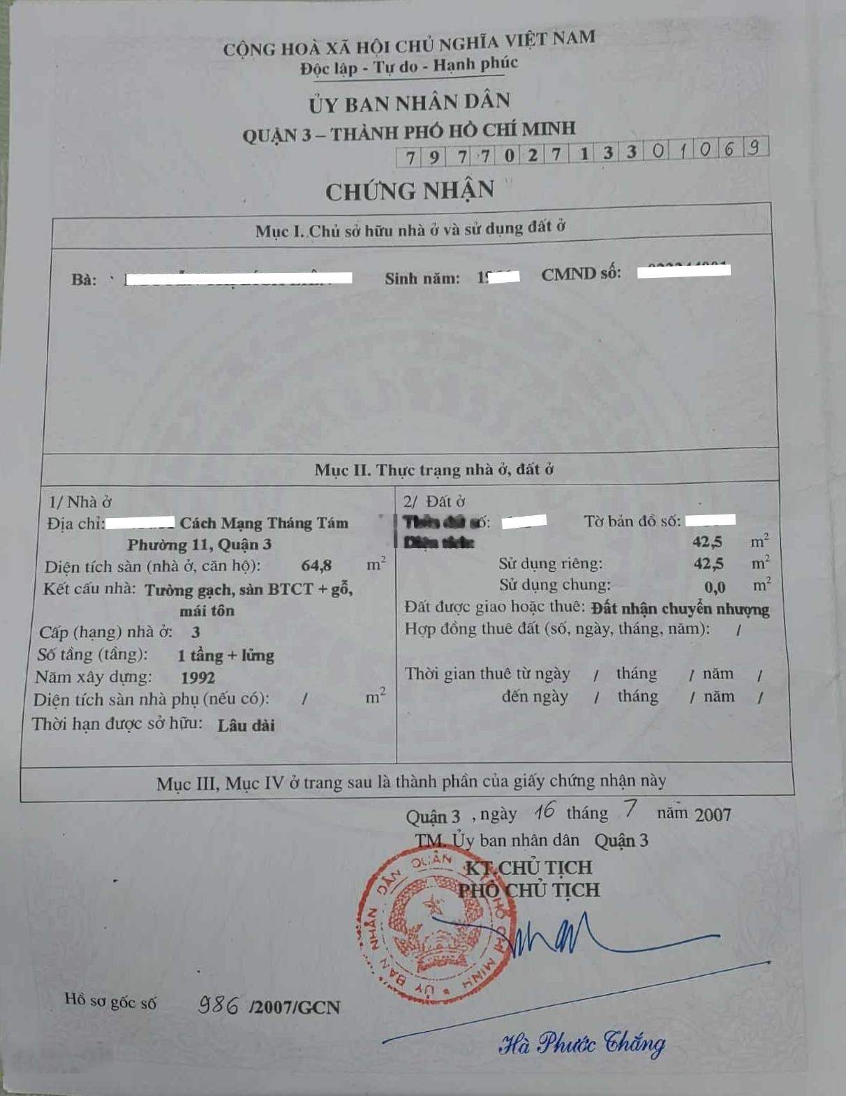 Đi định cư bán nhà hẻm 414 cmt8