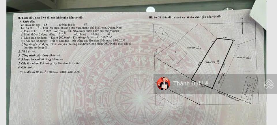 Chỉ 12 triệu/m2 - sở hữu ngay đất 510m2 đại yên, hạ long sát vách siêu dự án vinhomes hạ long xanh.