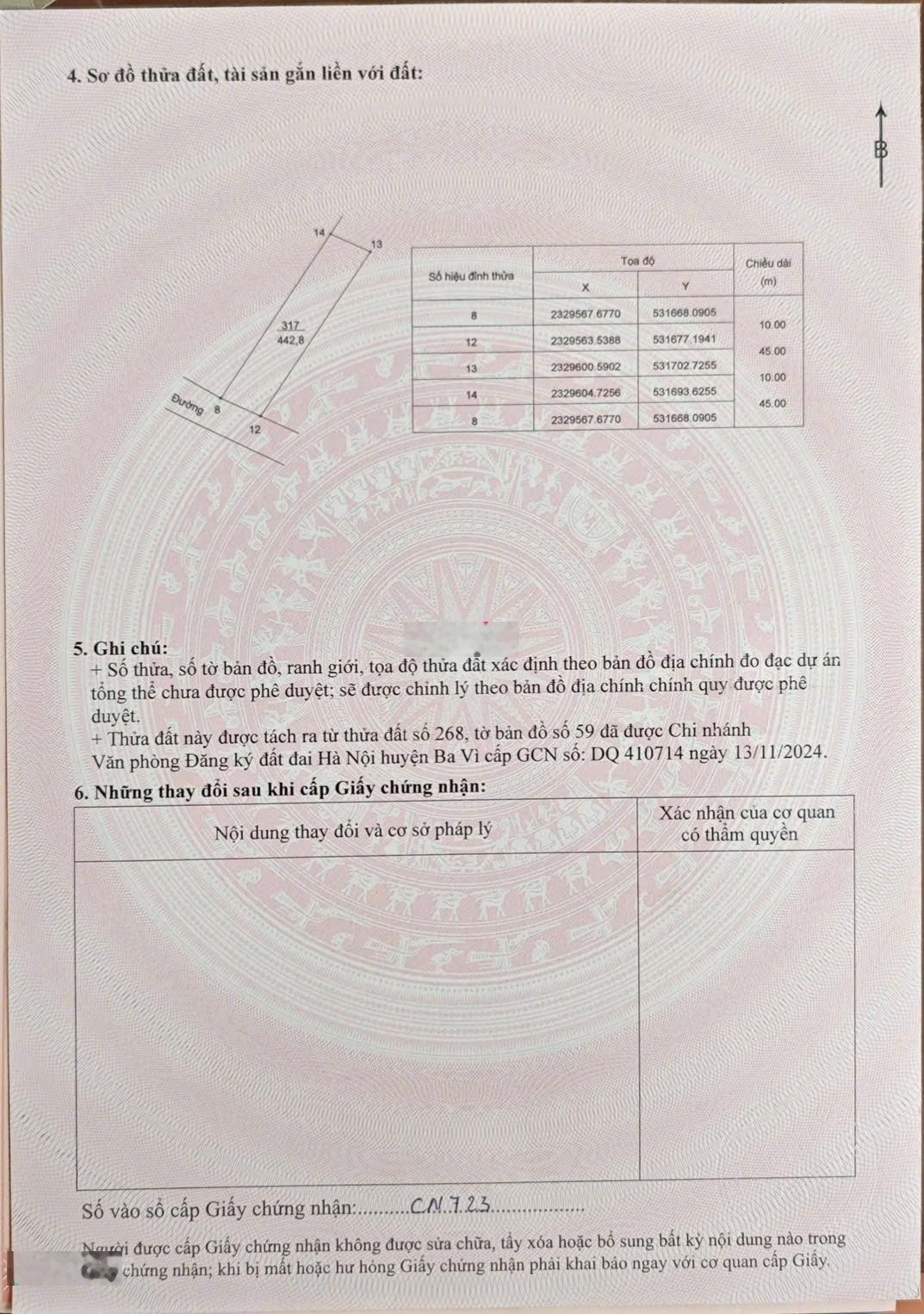 Cần bán lô đất dt 442,8m2, mặt tiền 10m, đường 3 oto tránh, gần các khu tiện ích, lh : 0868536136