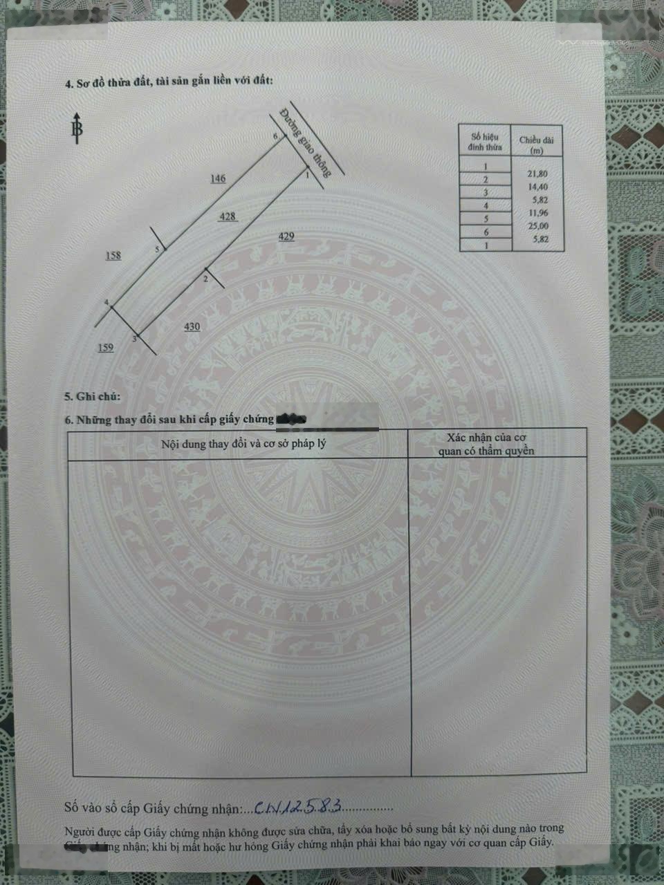 Chính chủ bán lô đất thổ cư sát bên đường 25C Vĩnh Thanh