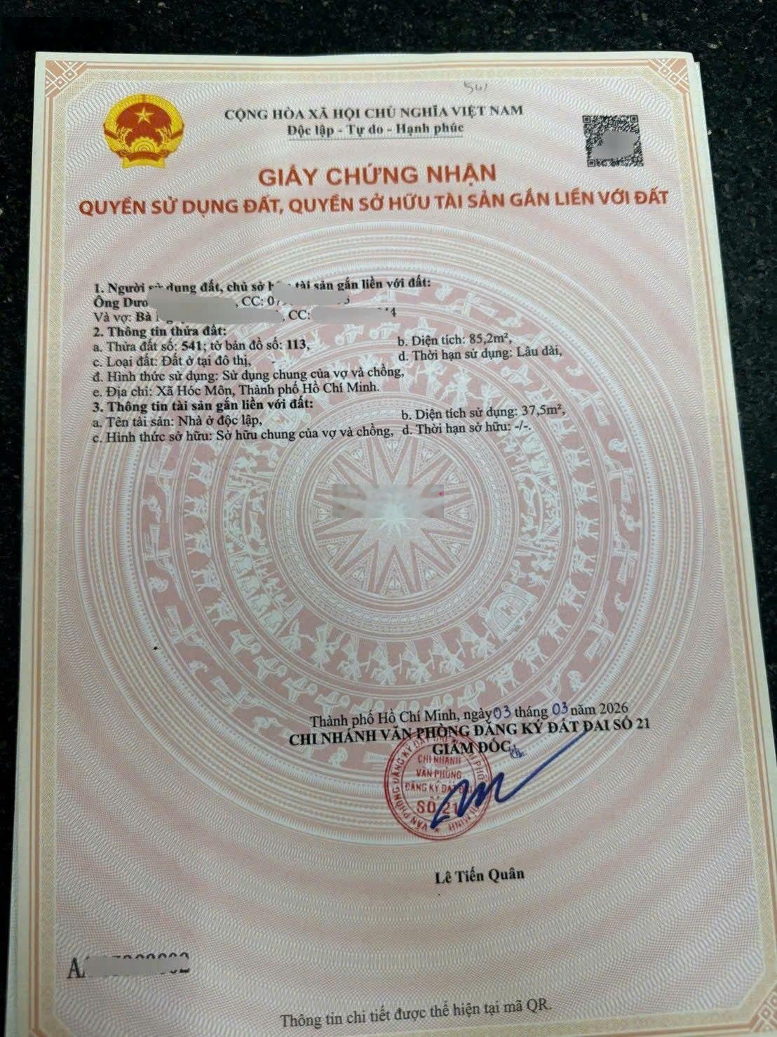 Bán dãy trọ 5 x 17m, mặt tiền đường nhánh 7m thông, xã Tân Xuân - Giáp Quận 12