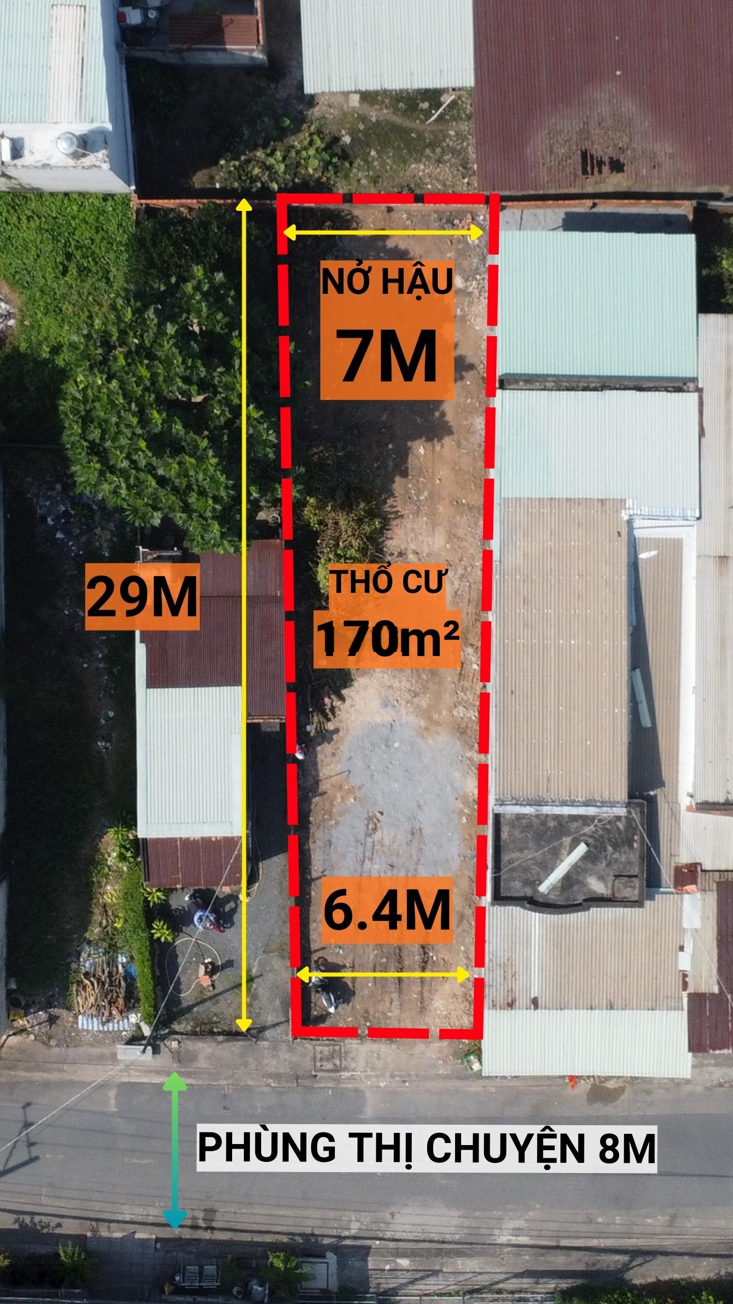 Mặt tiền Phùng Thị Chuyện, 6.4x29m nở hậu 7m, 170m2 thổ cư, 7 tỷ