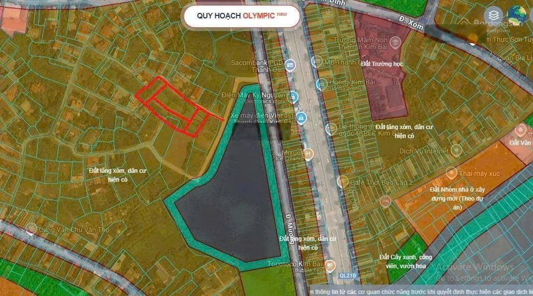 hơn 2 tỷ lô đất tại hồ điều hòa Kim Bài, đường rộng 4m