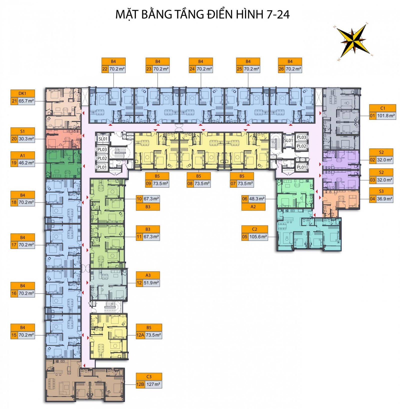 Bán căn 2 ngủ chung cư Sentosa - căn 66m2 giá chỉ 2,66 tỷ
