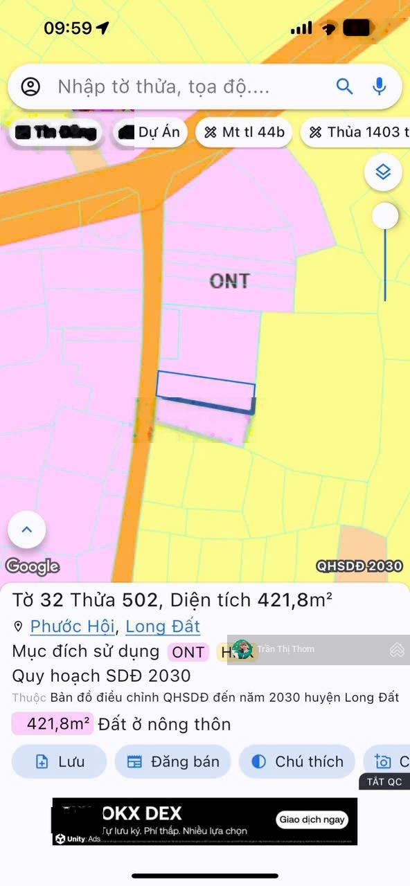 Bán đất nghỉ dưỡng view đồng lúa 420m2 giá rẻ gần biển Phước Hải