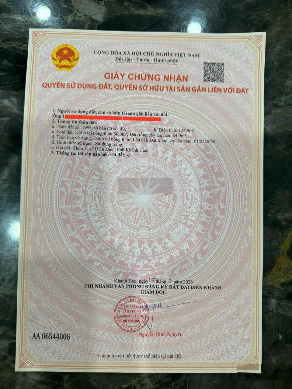 Bán đất cạnh ủy ban xã Diên Phú chỉ 1tỷ099