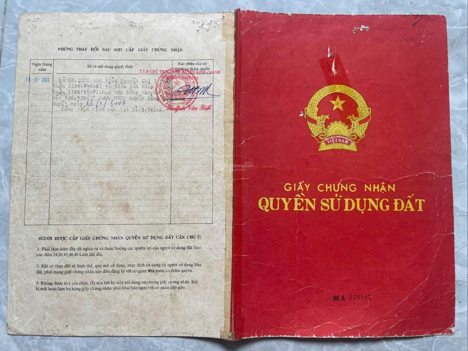Bán đất nông nghiệp tại xã Tân Nhựt (xã Tân Kiên cũ)