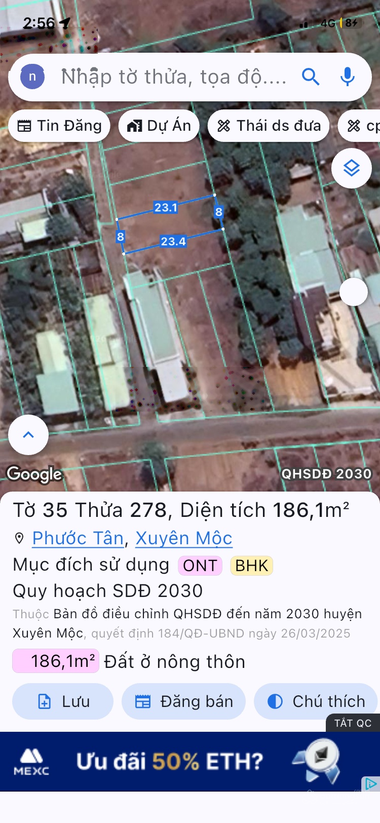 Bán Đất đẹp tại Xã Phước Tân, 2,15 tỷ, 186m2, nhiều tiện ích