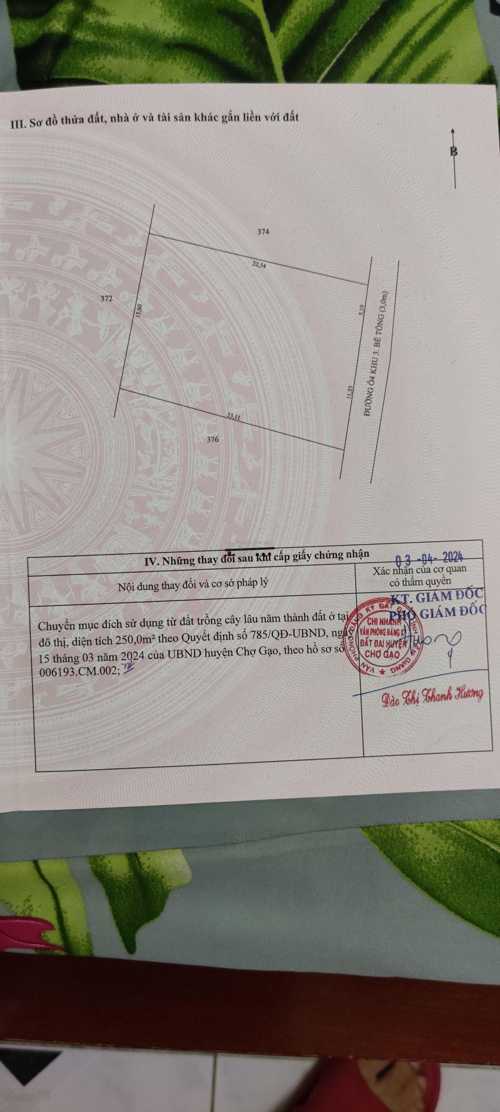 Bán đất: Đường Nguyễn Đắc Thắng, xã Chợ Gạo, Đồng Tháp