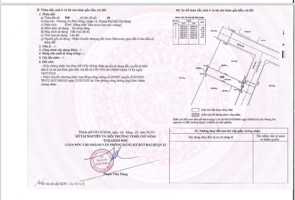 Kẹt tiền bán gấp đất hẻm 94 đường Vườn Lài giá 5.4 tỷ diện tích 4 x 20.5m