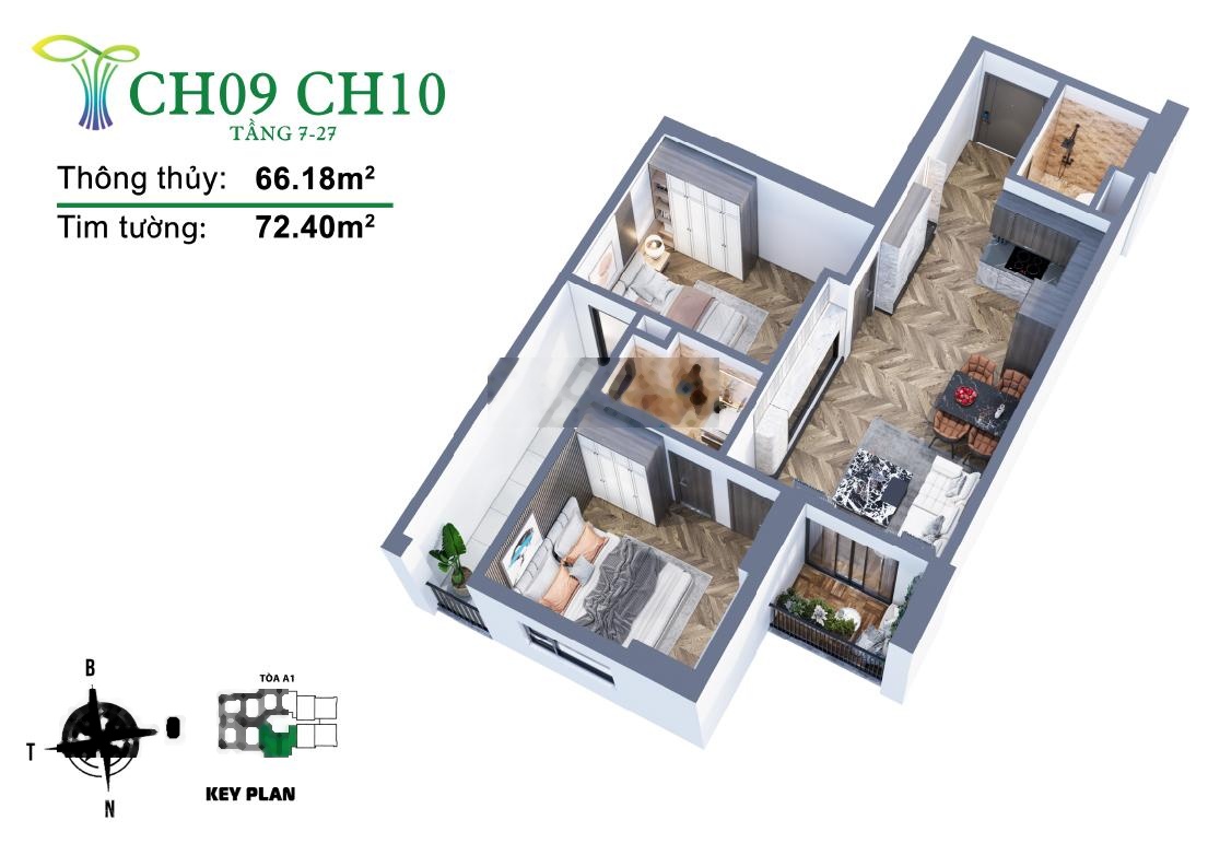 Chỉ 1,8 tỷ sở hữu căn hộ 2 ngủ 2 vệ sinh tại trung tâm thành phố Thái Nguyên
