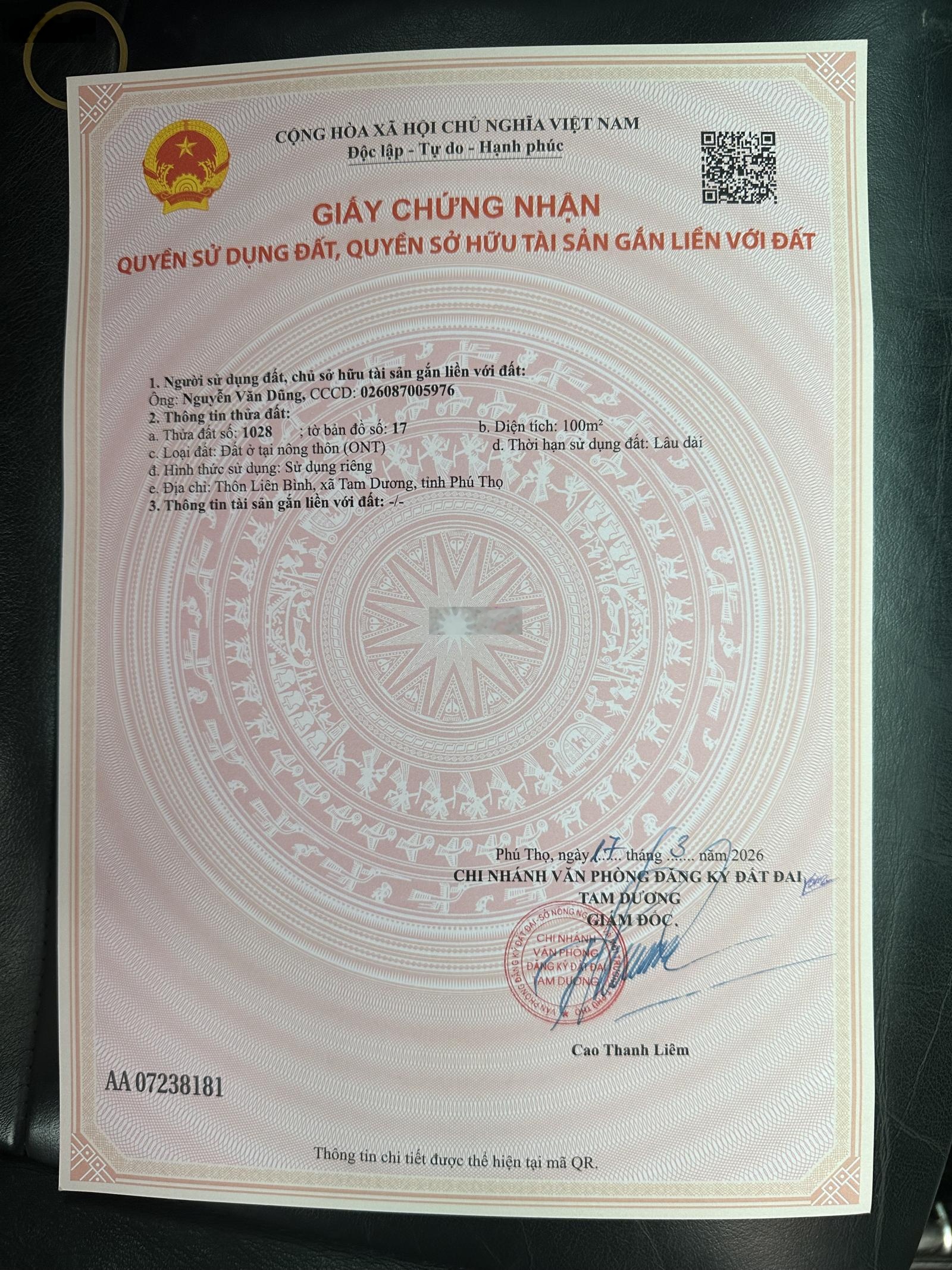 Bán Đất tại Thị trấn Hợp Hoà, 1,3 tỷ, 100 m2, giá cực chất