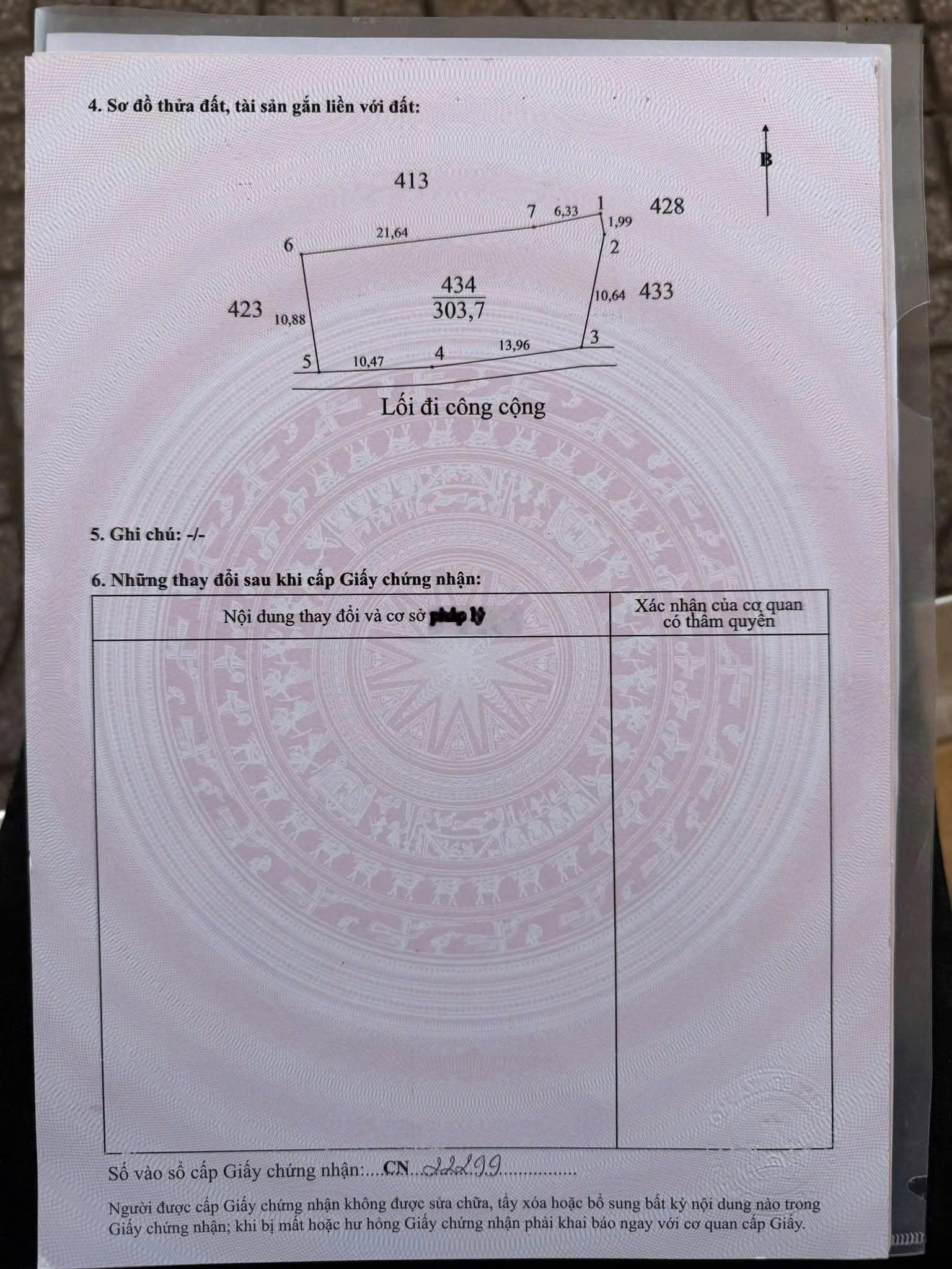 Bán đất thổ cư 490 triệu / 303.7m2