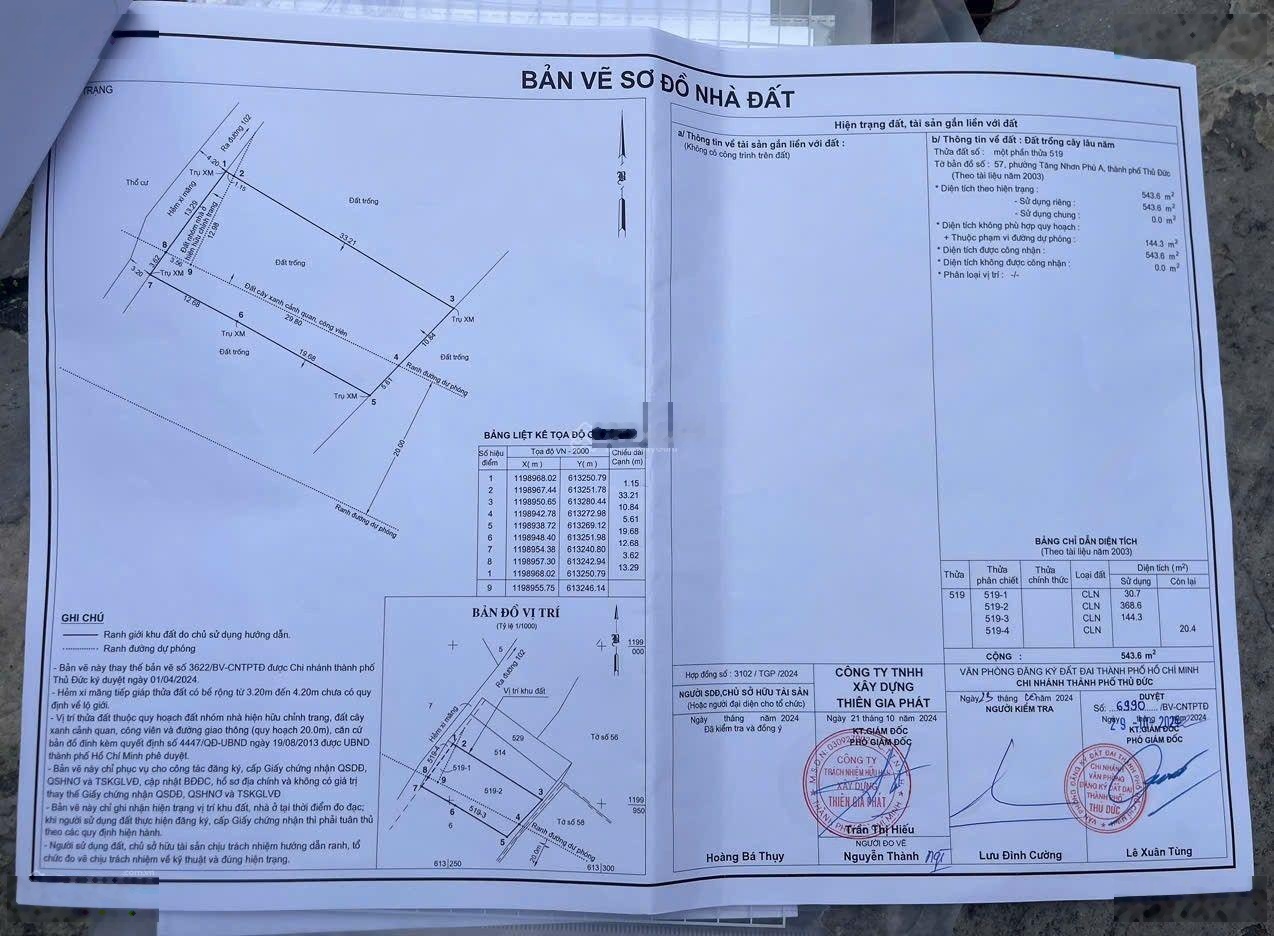 Bán 543m2 đất vườn. Đường 102 Lã Xuân Oai. Diện tích: 16 x 34m = 543m2. Đất trồng cây lâu năm