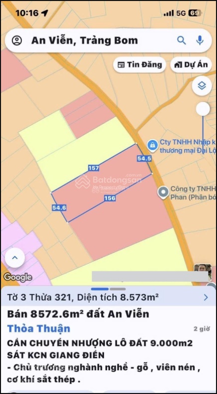 Bán 8500m2 đất đã đóng thuế chuyển đổi lên SKC. Giá chỉ 29tỷ. An Viễn Trảng Bom