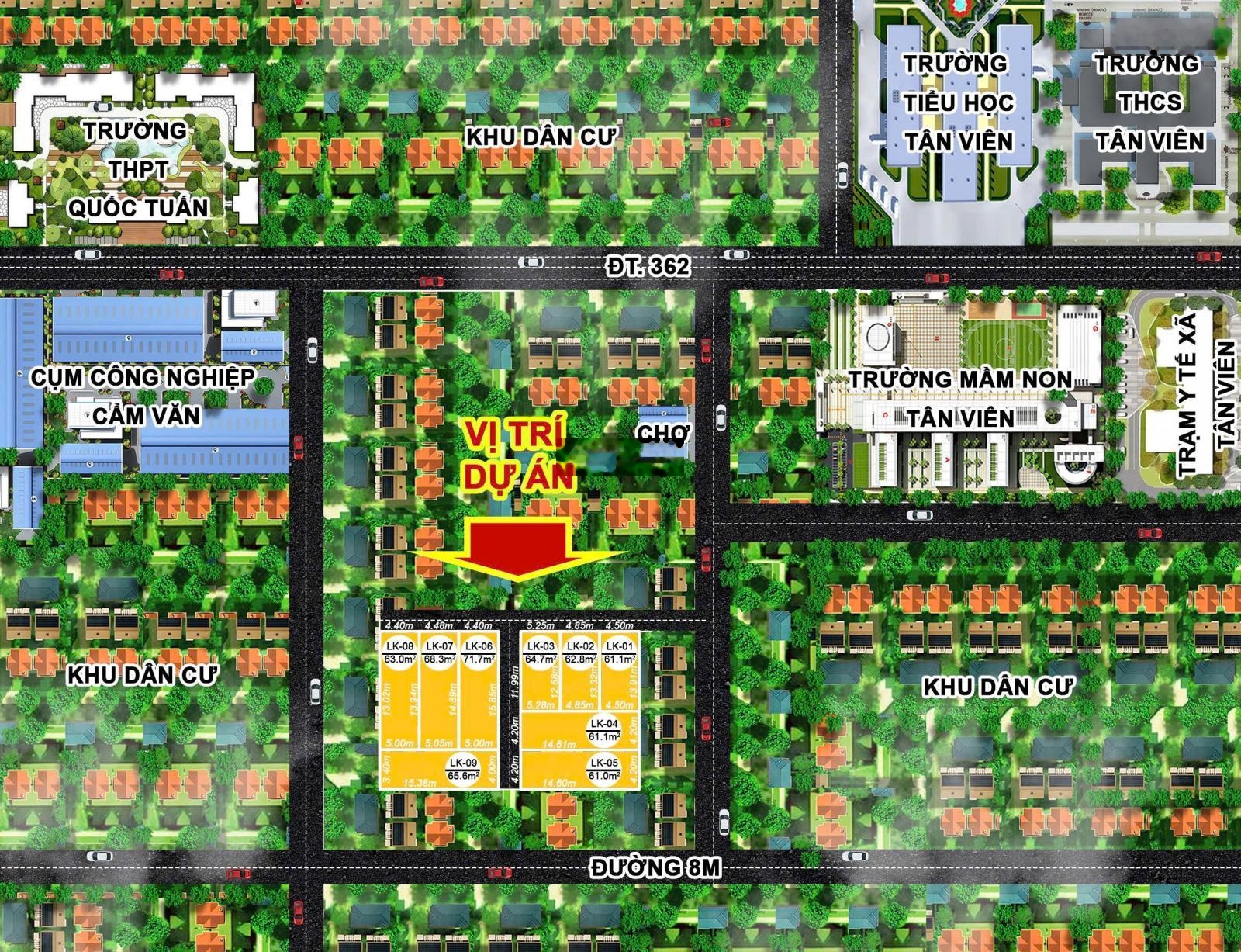 Duy nhất hàng F0 tại Tân Viên An Lão, giá từ 550 triệu- lô 60m2; 50m ra đường nhựa