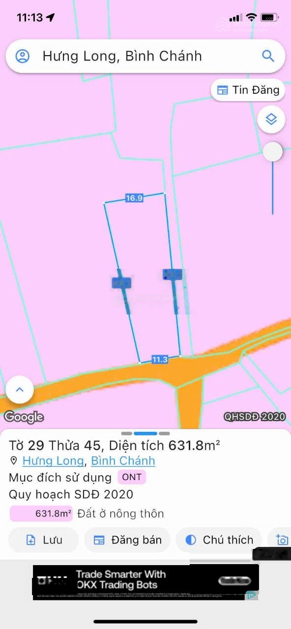 Cần bán rẻ kho 500m2 góc 2MT xã Hưng Long giá 7.5ti