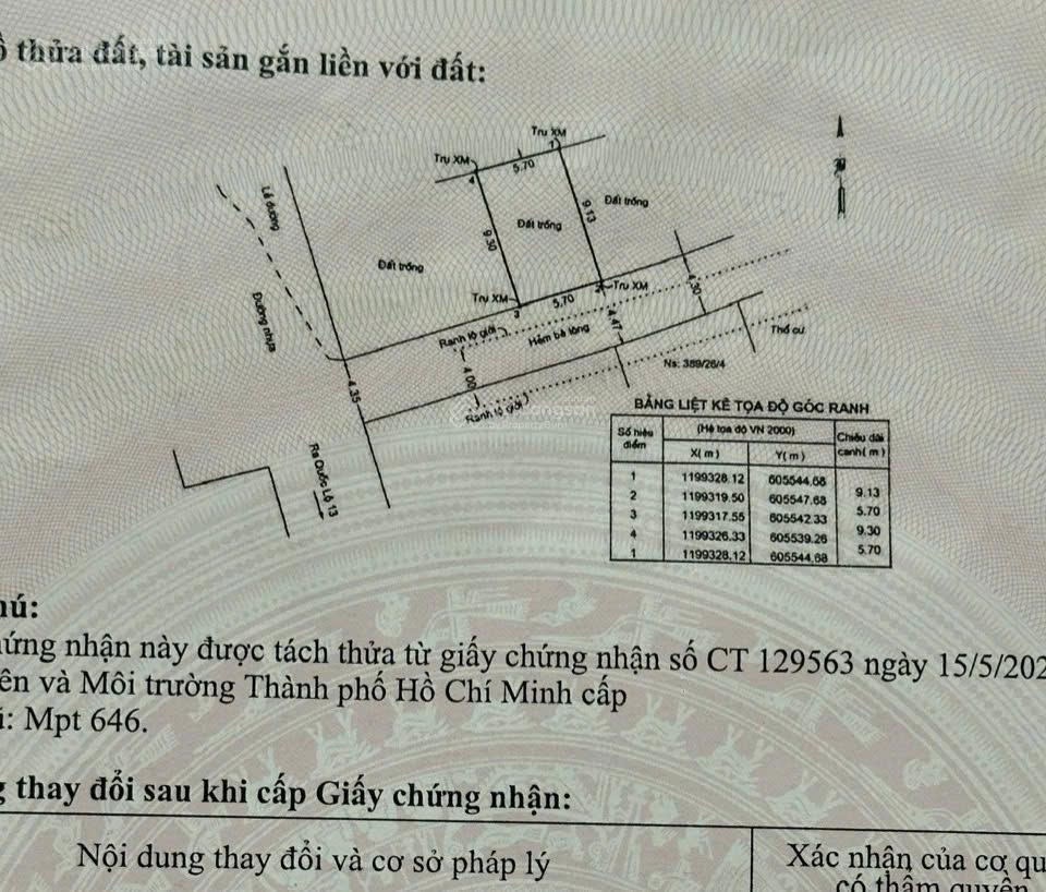 Lô đất hẻm 389 liền kề vạn phúc city giá 6.7ty 4.7x9.4m HXH né nhau
