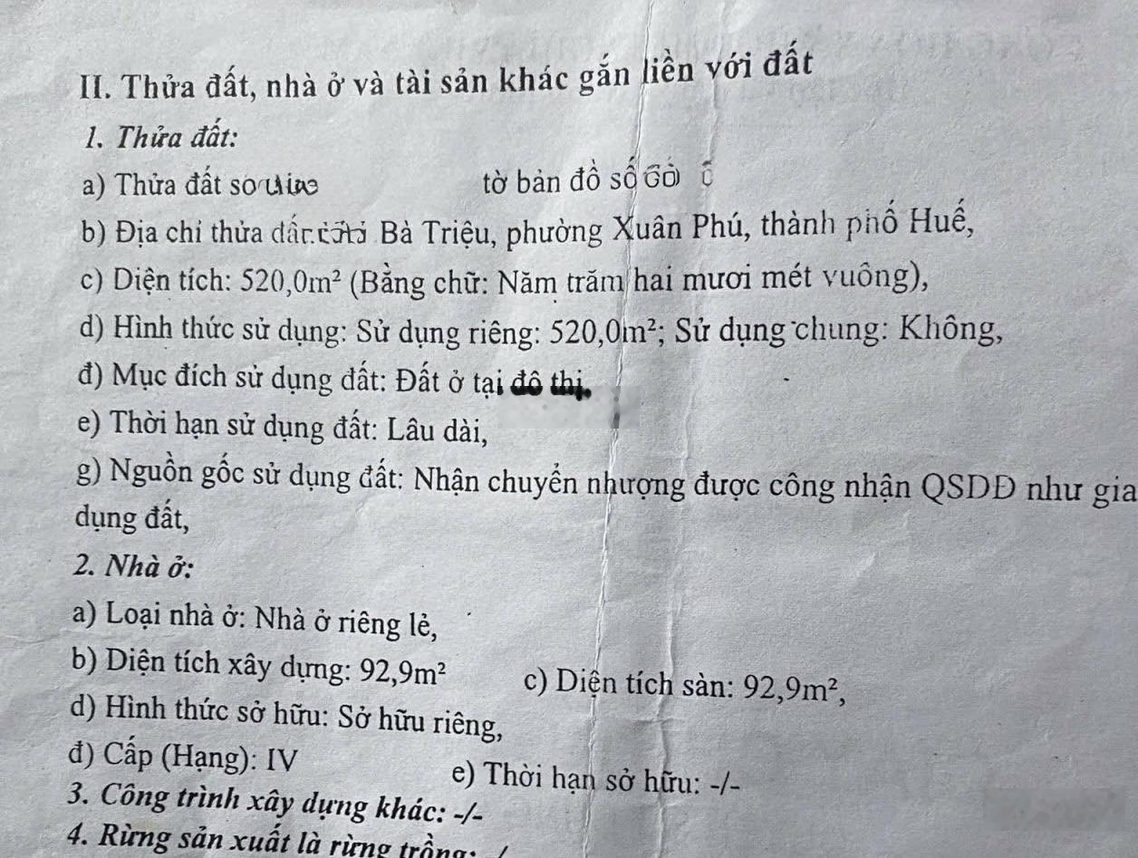 Bán đất mặt tiền Bà Triệu - trung tâm TP Huế - vị trí kinh doanh đắc địa