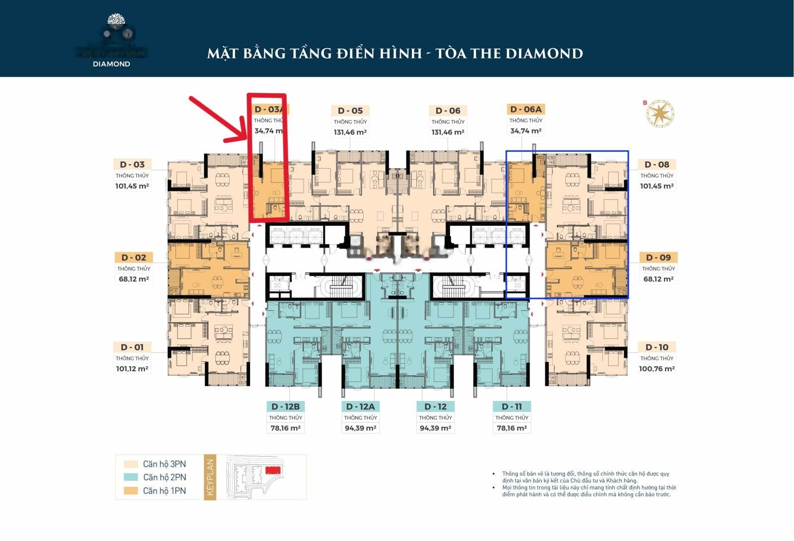 Chính chủ bán căn 1PN view biển - Hàng ngoại giao tòa Diamond - Hàng hiếm - Giá cực tốt