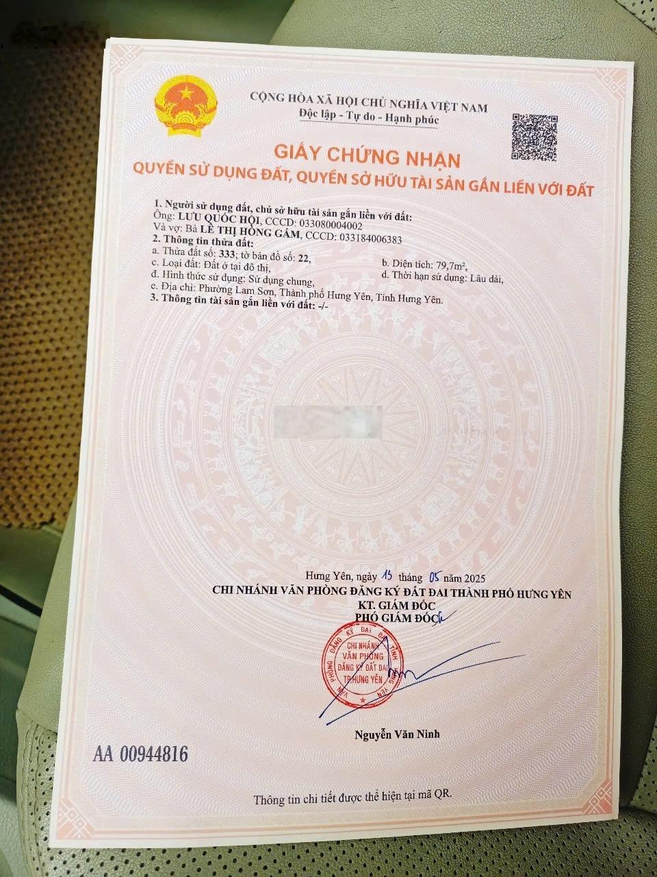 Lô đất tại phường lam Sơn thành phố Hưng Yên