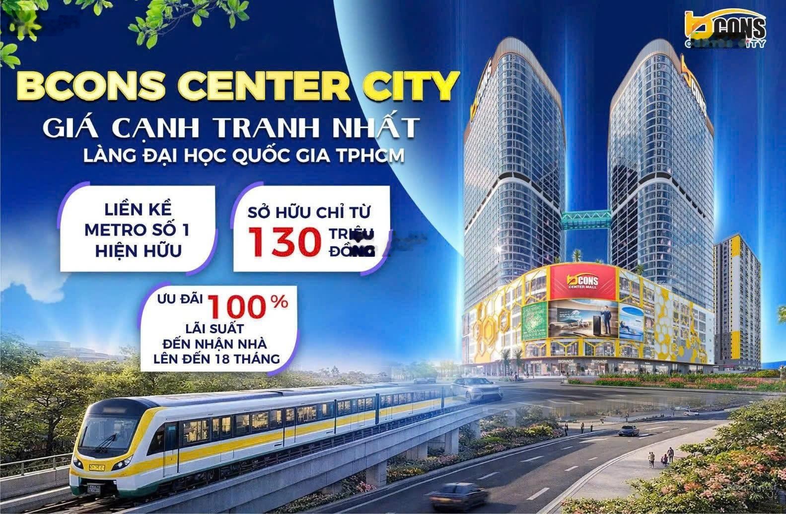 CHỈ 150TR SỞ HỮU CĂN HỘ 2PN Bcons Center City, Đường Thống Nhất, P.Đông Hòa, TP.Dĩ An, Bình Dương