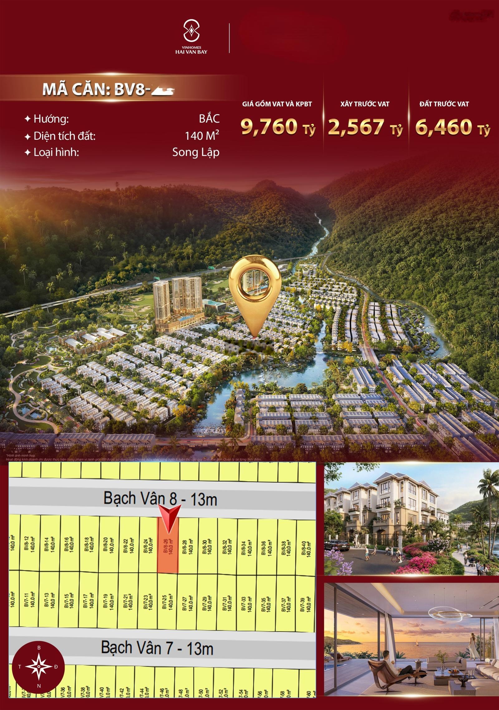 BT Song Lập 9,23 tỷ| 140m2 | hồ 5Ha | Vinhomes Hải Vân Bay - Đà Nẵng