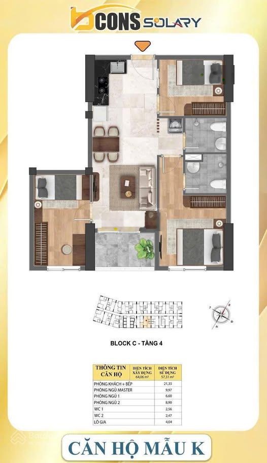 Chính chủ cần bán căn 3PN duy nhất của dự án BCons Solary, có 3 tầng TTTM