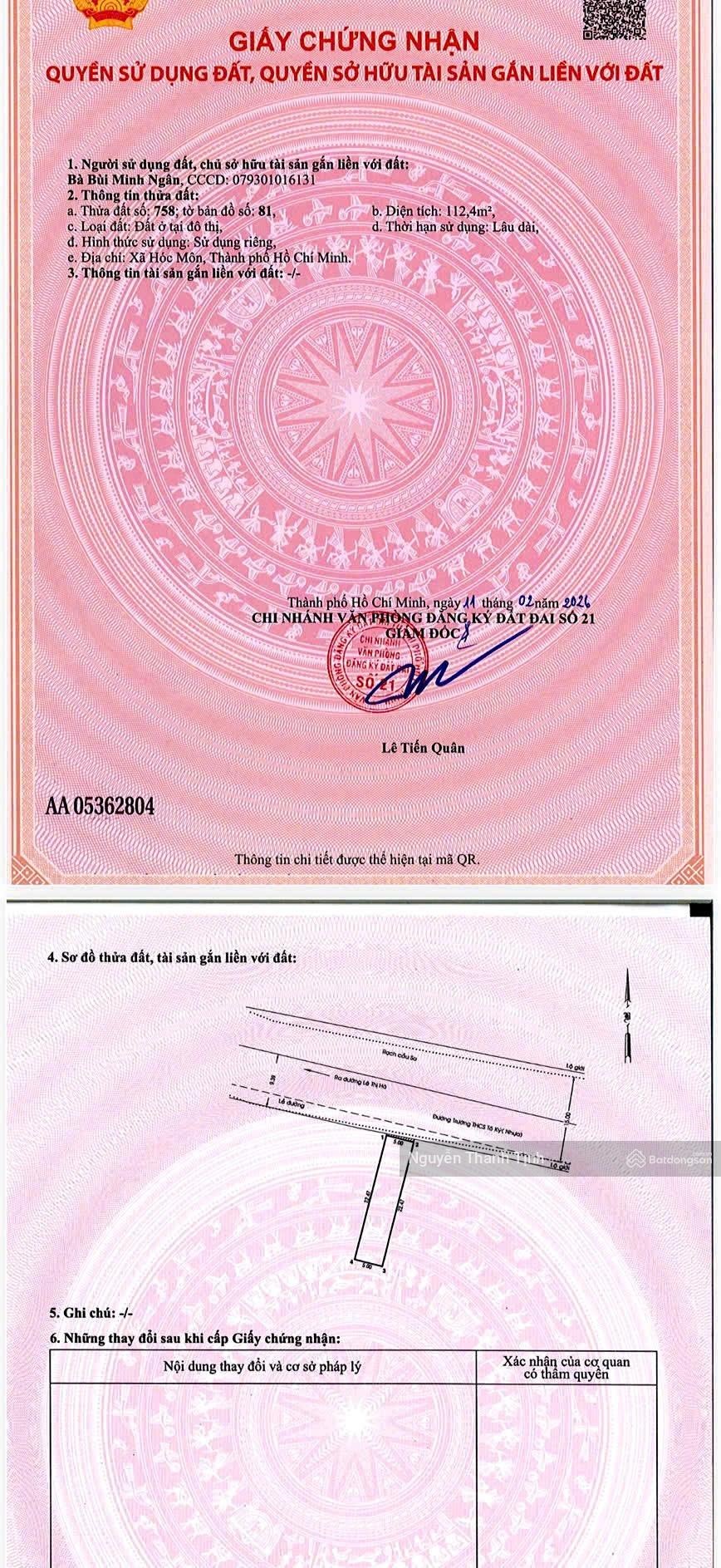 Bán đất mặt tiền đường nhựa 19m sát trường thcs tô ký