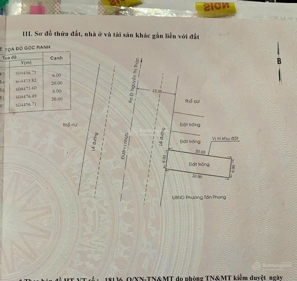 Bán lô đất nhà phố đường 65, phường tân phong, quận 7 dt 6x20m giá 27 tỷ