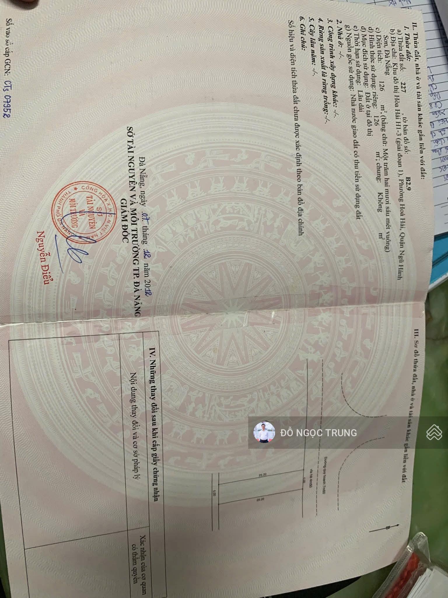 Bán đất đường Thủy Sơn 5, khu bãi tắm Sơn Thủy, Vị trí đẹp, giá tốt đầu tư. Khu vực tiềm năng.