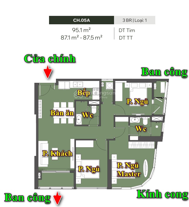 Chính chủ cần bán 3N2VS 95m2 - Giá chủ đầu tư - Bao phí cn - Cơ chế tốt nhất thị trường
