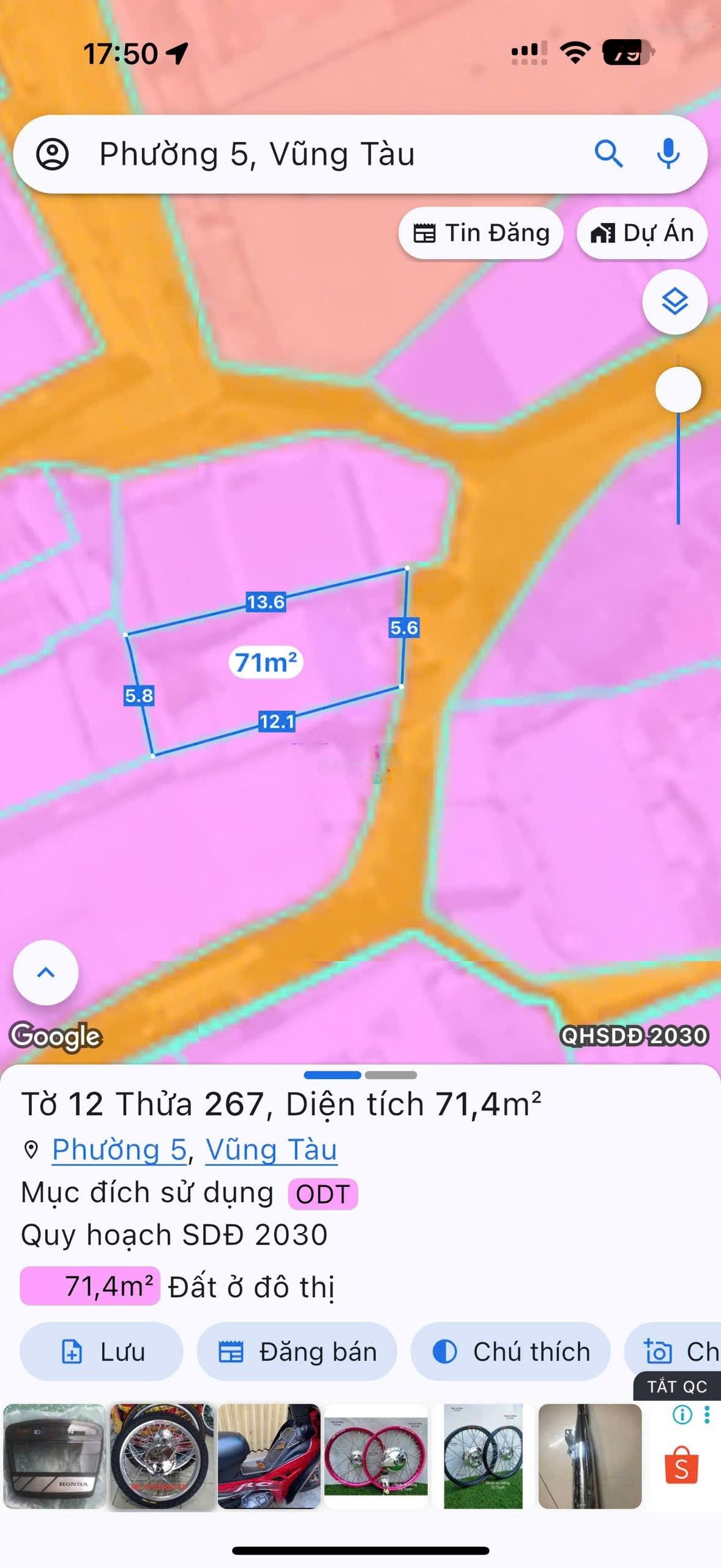 Chính chủ bán lô đất 71m, tặng nhà c4 cũ, ô tô đỗ cửa đường Trần Phú, Vũng Tàu