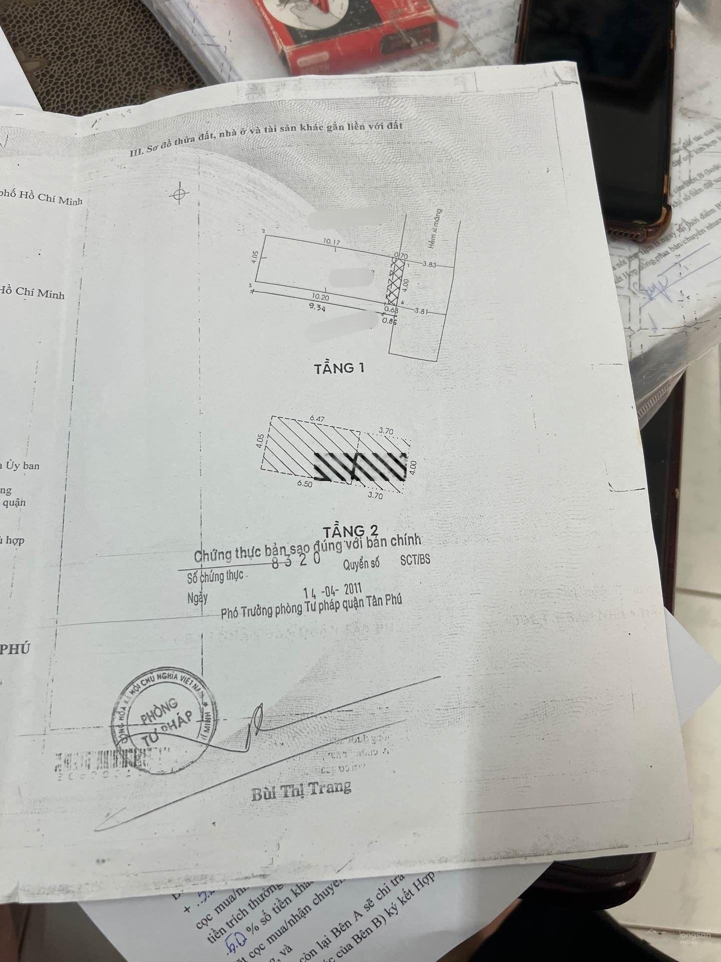Tô Hiệu - Hòa Bình. Xe hơi tới nhà. Ngang 4x10 vuông vức. 2 tầng. Chỉ 5.3 tỷ