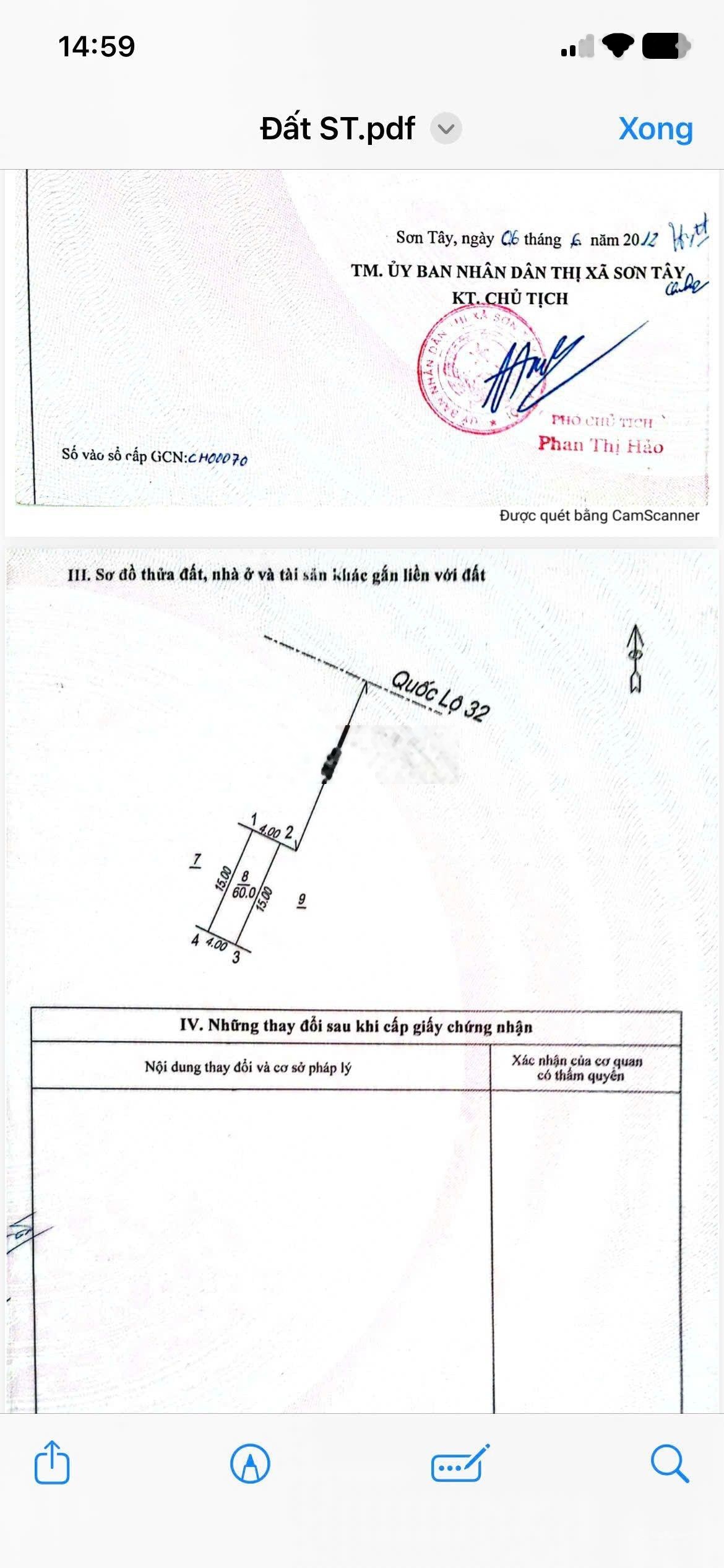Chủ cần tiền bán gấp đất Sơn Tây mặt đường Quốc lộ 32