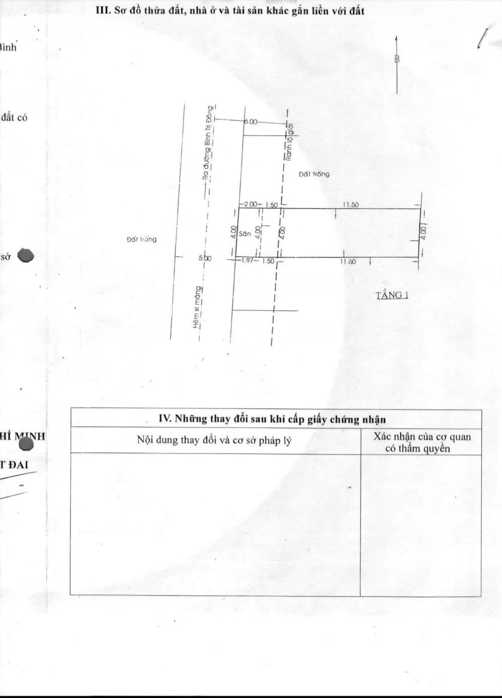 Bán Nền Đất Thổ Cư Sổ Hồng Riêng đường Bình Trị Đông_ Tên Lửa, Bình Tân: DT 4mx15m