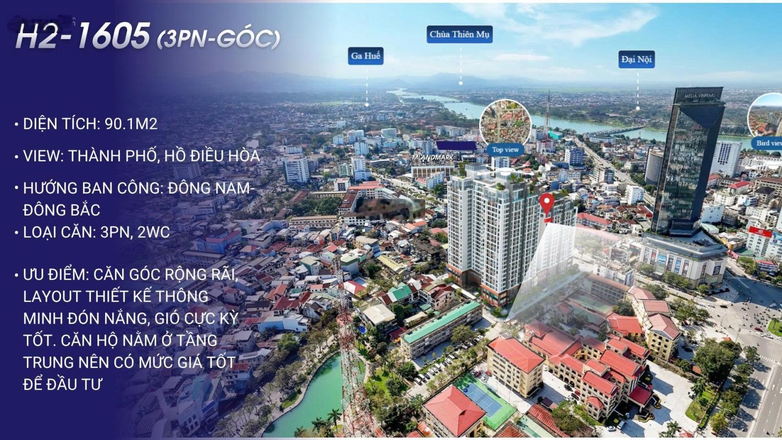 Căn 3PN của Huế Heritage - hướng phong thuỷ đẹp , vị trí đắc địa - giá tốt và sở hữu lâu dài