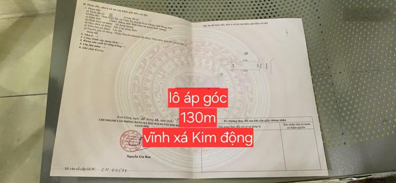 Chủ cần tiền giảm giá sốc lô đất giãn dân tại xã Vĩnh xá huyện kim động tỉnh Hưng yên