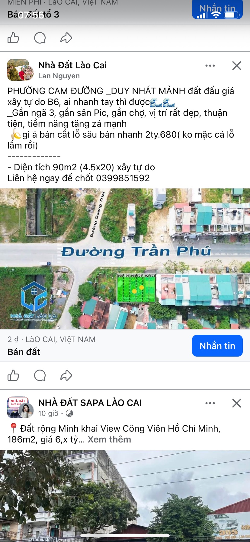 Bán Đất Trần Phú, 2,9 tỷ, 90m2, p Bắc Lệnh, TP Lào Cai