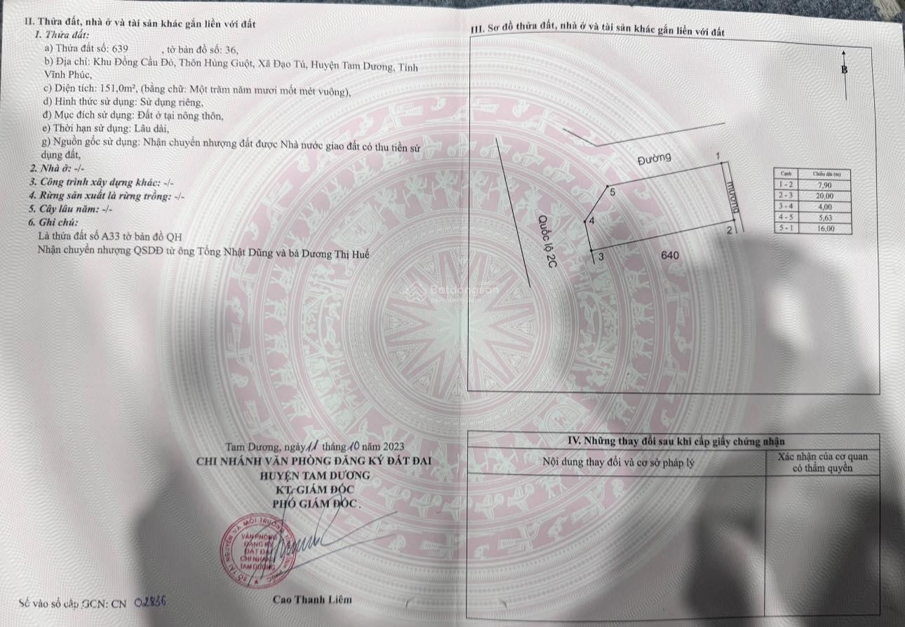 Bán lô góc 151m2 mặt tiền QL2C, ngay gần nút giao IC5 Cao tốc NB - LC - vị trí kinh doanh đắc địa