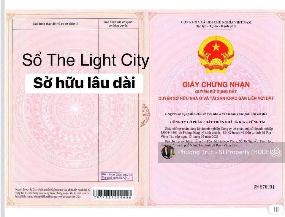 Bán nhà phố liền kề The Light City Vũng Tàu - 100m2, hướng đông nam, đường rộng 13m, giá 6,4 tỷ