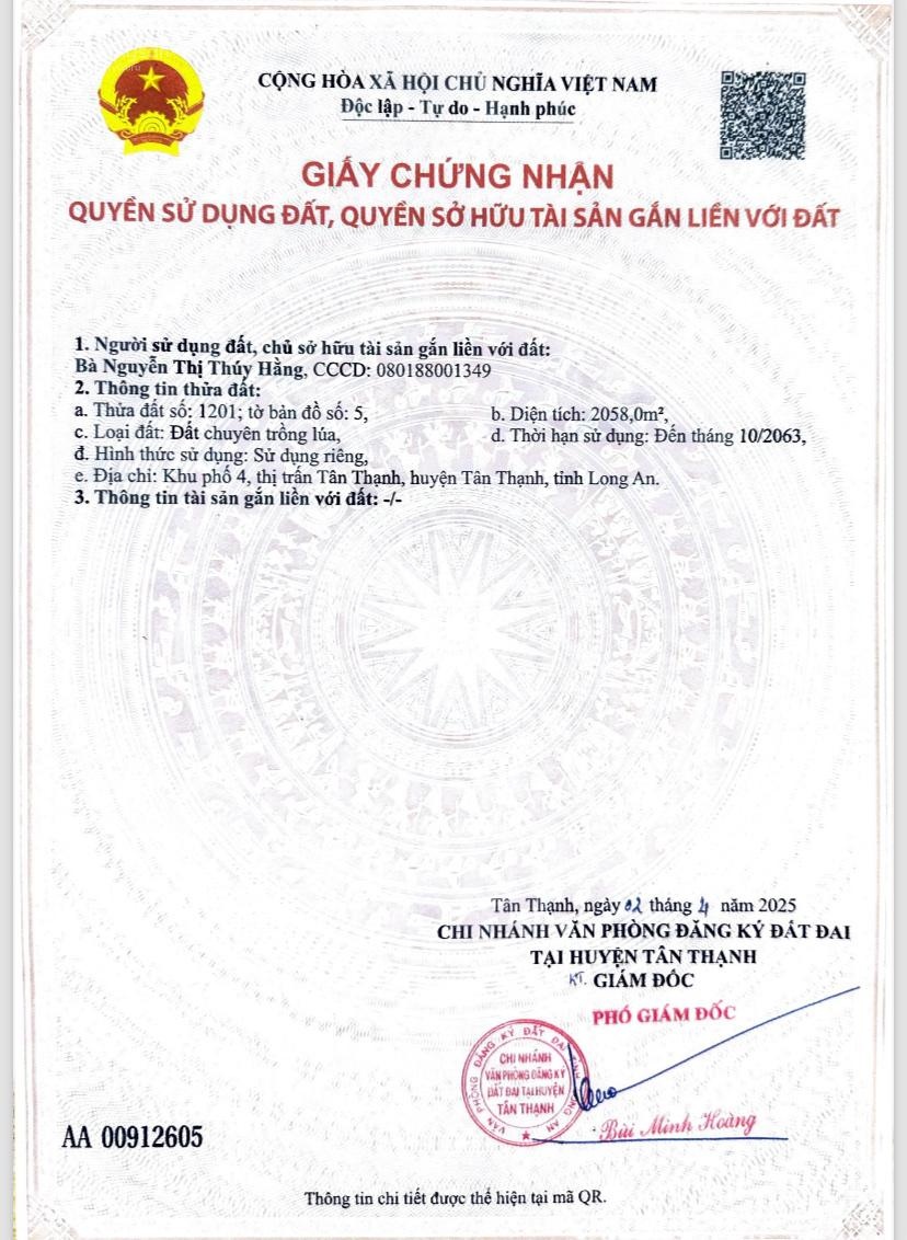 Đất bán tại Hùng Vương, Kiến Bình, Tân Thạnh, giá cực chất chỉ với 49,5 tỷ, 5257m2