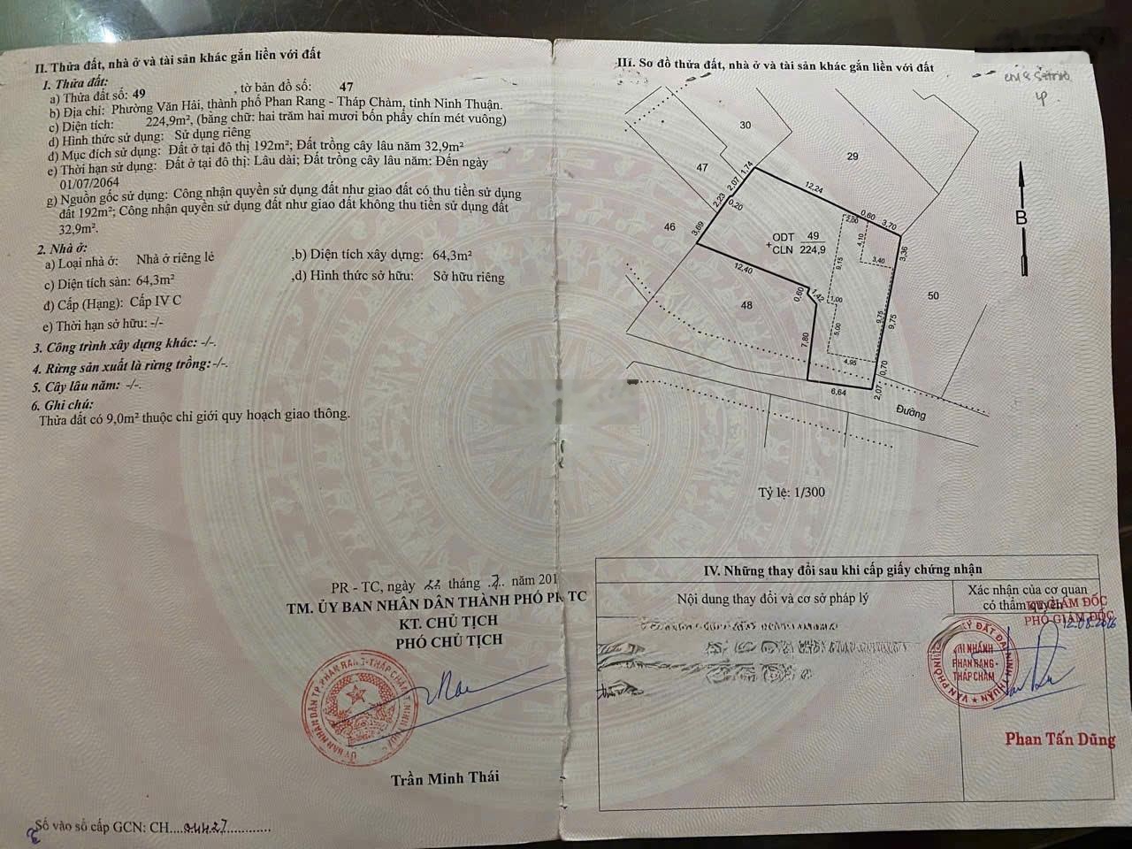 Bán đất tặng nhà cấp 4 ngay trung tâm Phan Rang