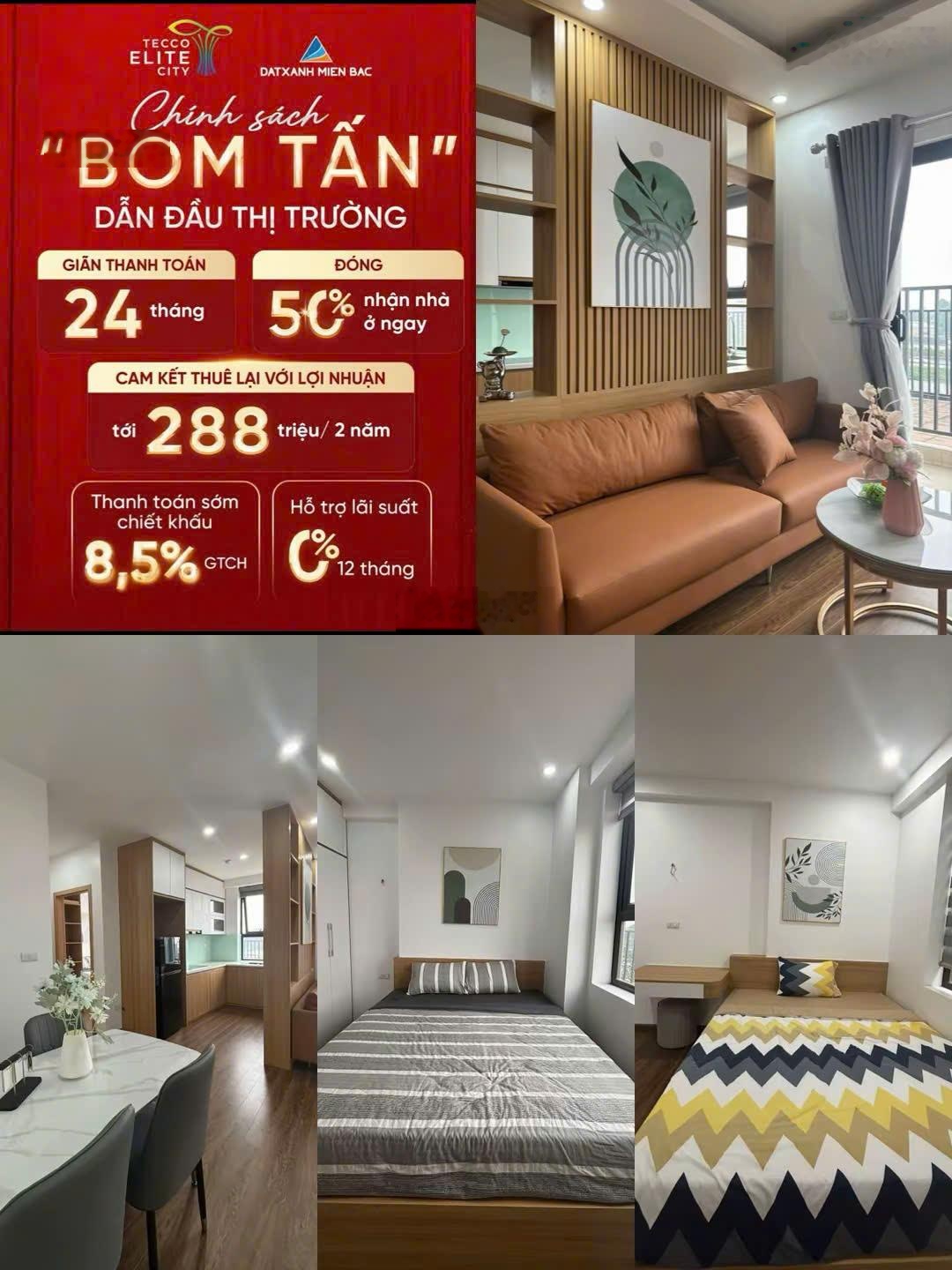 Bán căn hộ 72m2, 2PN, 2WC tại Tecco Elite City, 2,1 tỷ VND