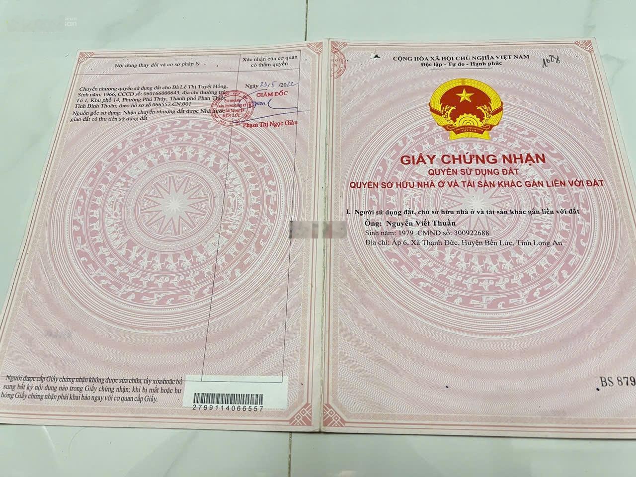 Chính chủ cần bán đất thổ kdc trung tâm tt bến lức cách hcm 30 phút lx. lh 0817921338